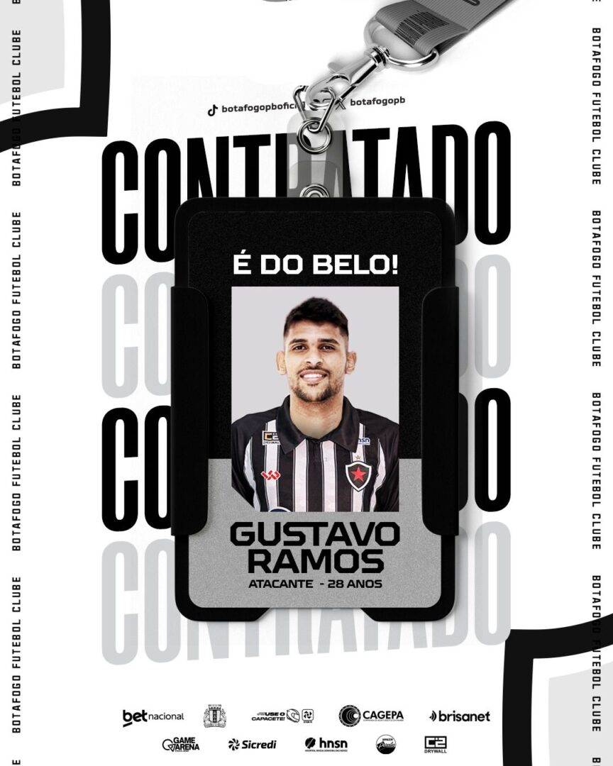 Botafogo-PB anuncia contratação do atacante Gustavo Ramos ex-America-RN